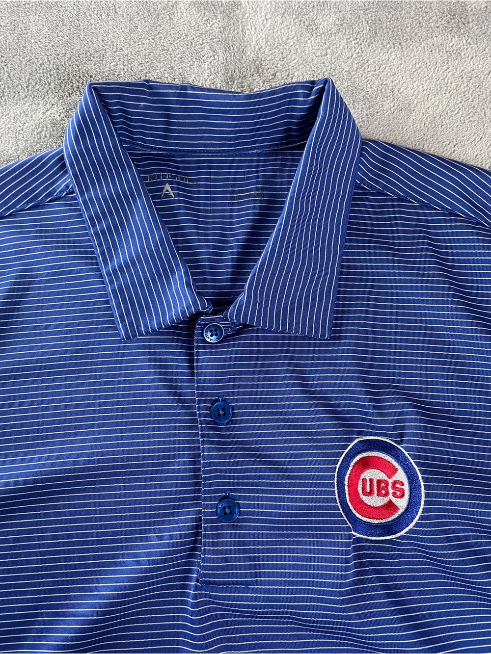 Chicago Cubs Polo Shirt Antigua Stripe Pattern Men’s Size Large Blue